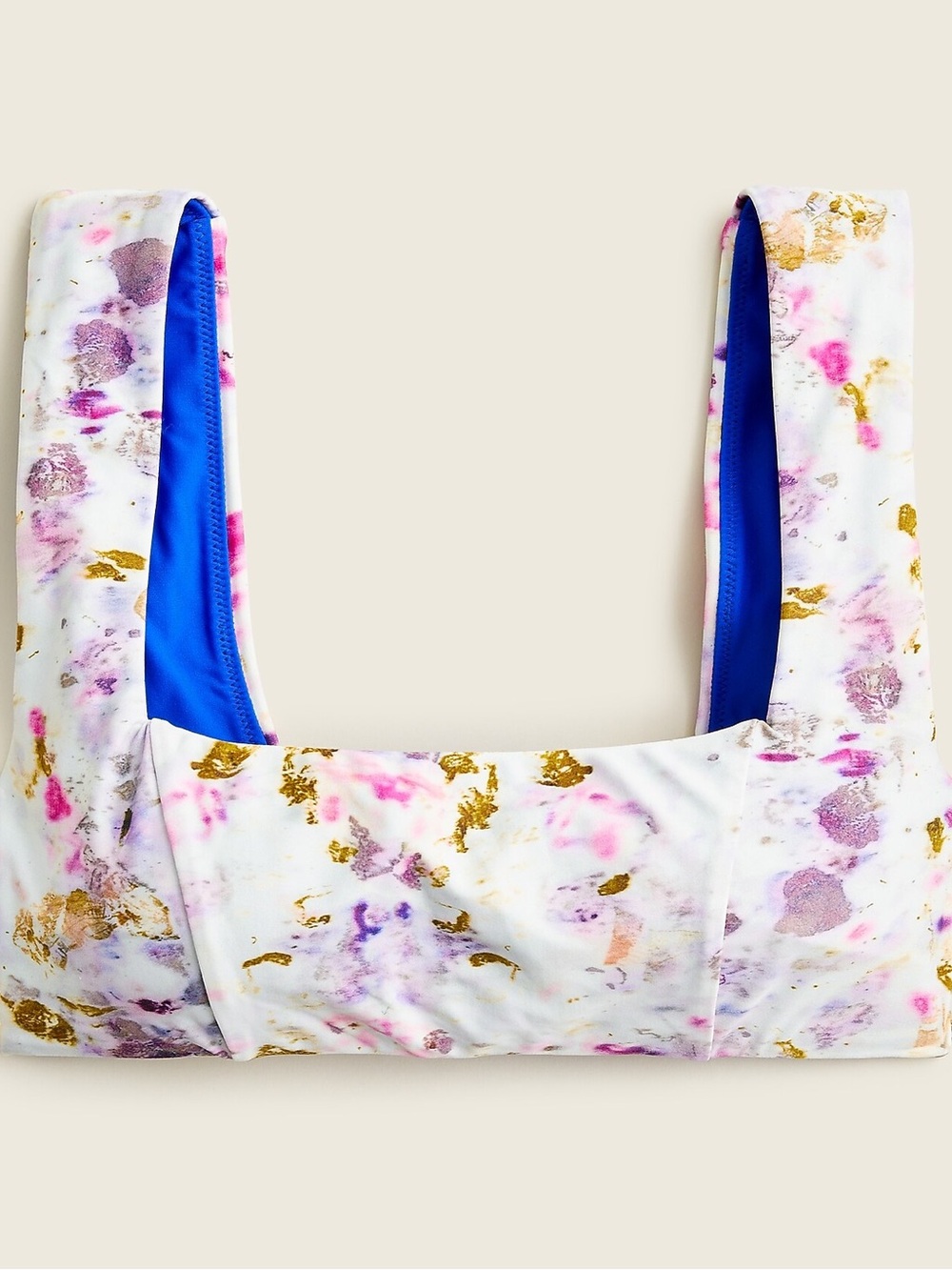 NWT Flora Obscura X J.Crew squareneck bikini top in kaleidoscope floral Small